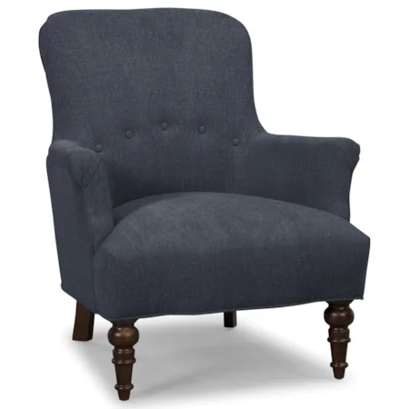 Traditional Accent Chair with Turned Legs and Buttons