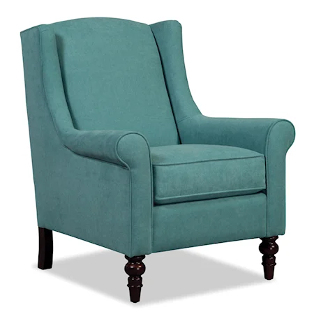 Wing Back Chair with Traditional Turned Legs