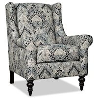 Wing Back Chair with Traditional Turned Legs