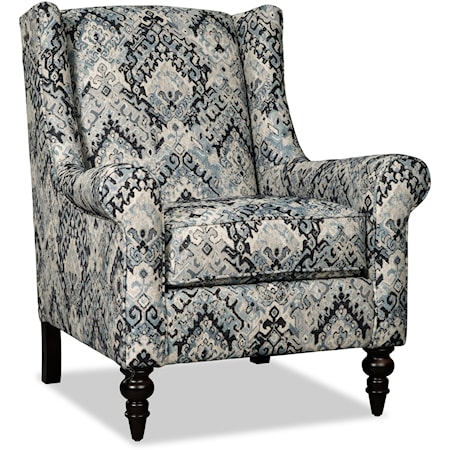 Wing Back Chair with Traditional Turned Legs