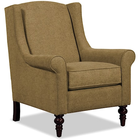 Wing Back Chair with Traditional Turned Legs