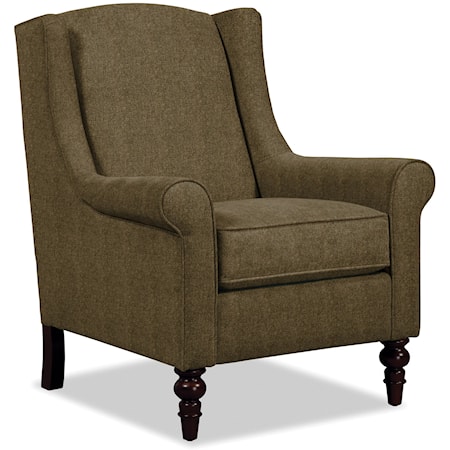 Wing Back Chair with Traditional Turned Legs