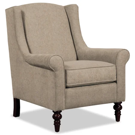 Wing Back Chair with Traditional Turned Legs