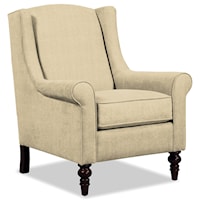 Wing Back Chair with Traditional Turned Legs