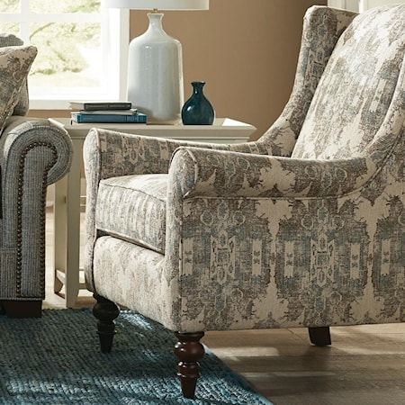 Wing Back Chair with Traditional Turned Legs