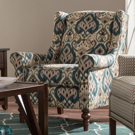 Wing Back Chair with Traditional Turned Legs