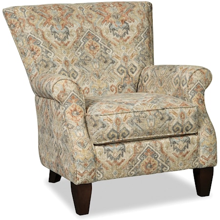 Transitional Upholstered Arm Chair with Rolled Arms