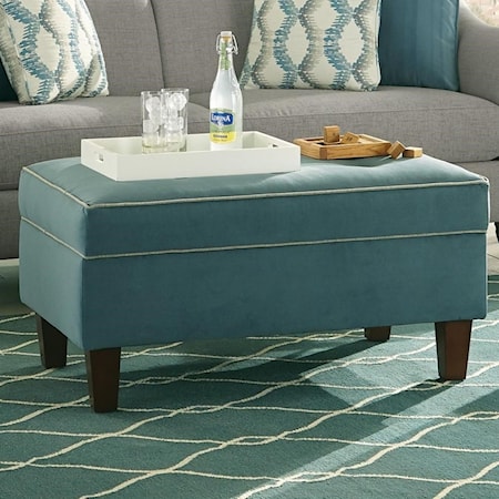 Transitional Storage Ottoman with Button-Tufted Seat