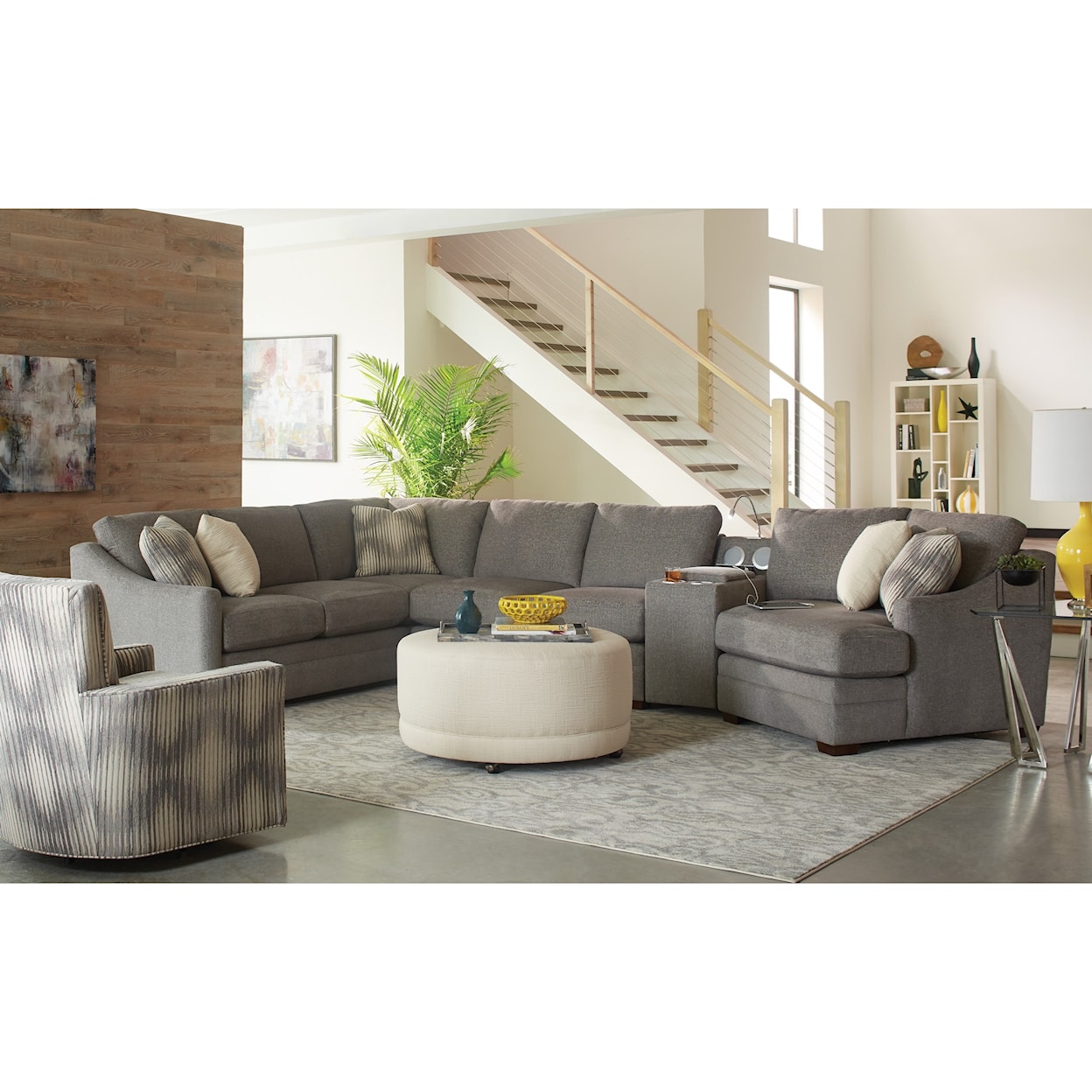 Craftmaster F9 Custom Collection 4 pc Sectional Sofa w/ Power Console