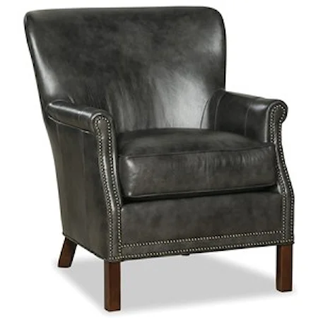 Transitional Leather Accent Chair with Nailheads