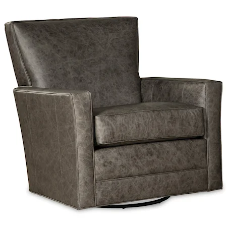 Contemporary Swivel Chair with Track Armrests