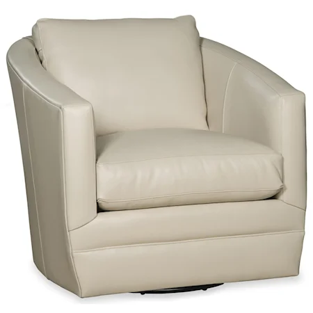 Transitional Swivel Barrel Chair with Sloped Armrests