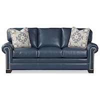 Transitional Sofa with Nailhead Trim and 2 Toss Pillows