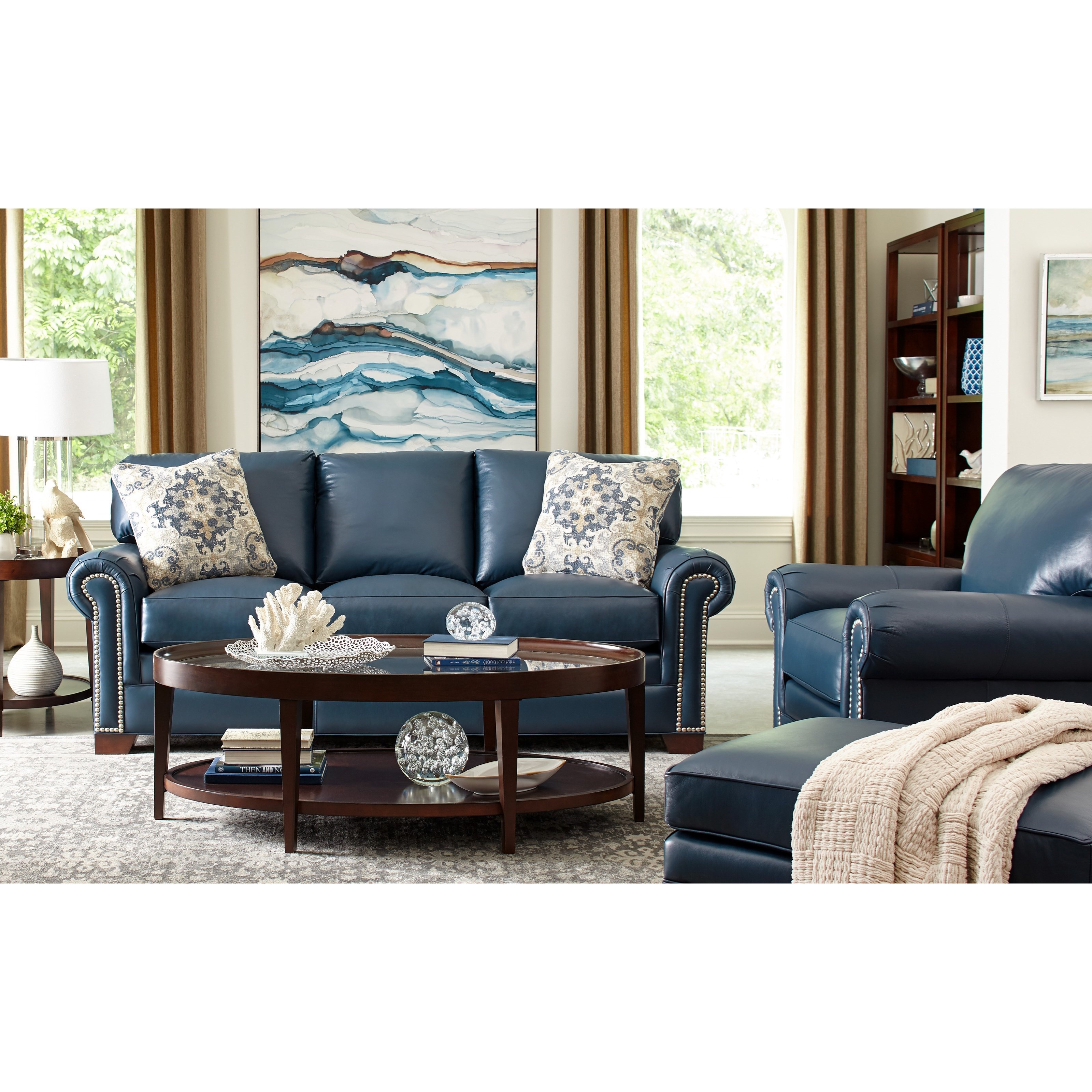 Sofa w/ Nailheads &amp; Pillows