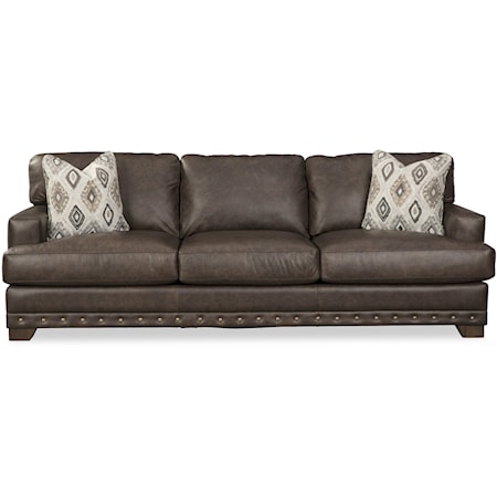 Contemporary Sofa with & Nail-Head Trim & Toss Pillows