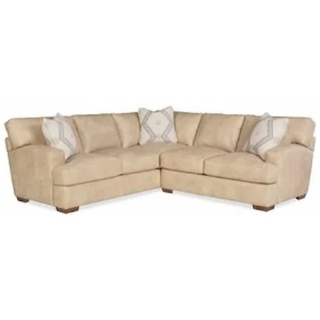 Casual Contemporary 2-Piece Leather Sectional w/ Pillows