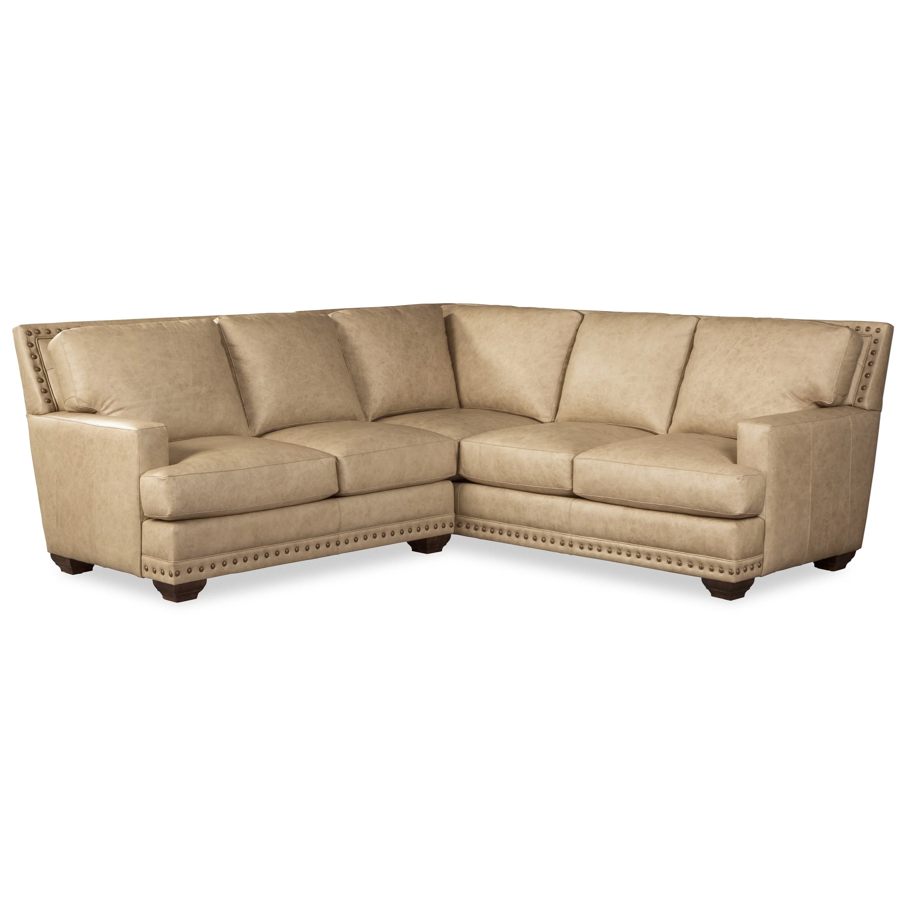 Hickorycraft L793651 Transitional 4Seat Leather Sectional Sofa with Oversized Nailheads