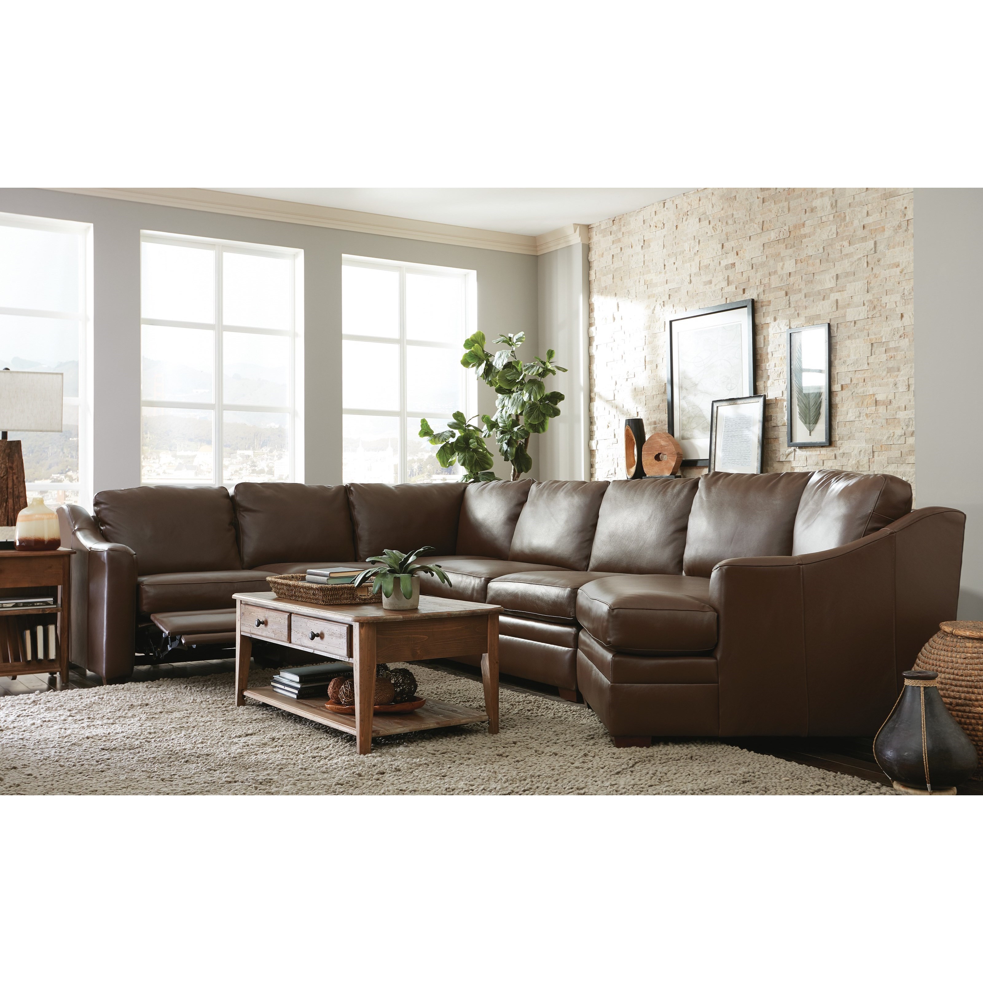 Custom 3 Pc Sectional Sofa w/ Power Recliner