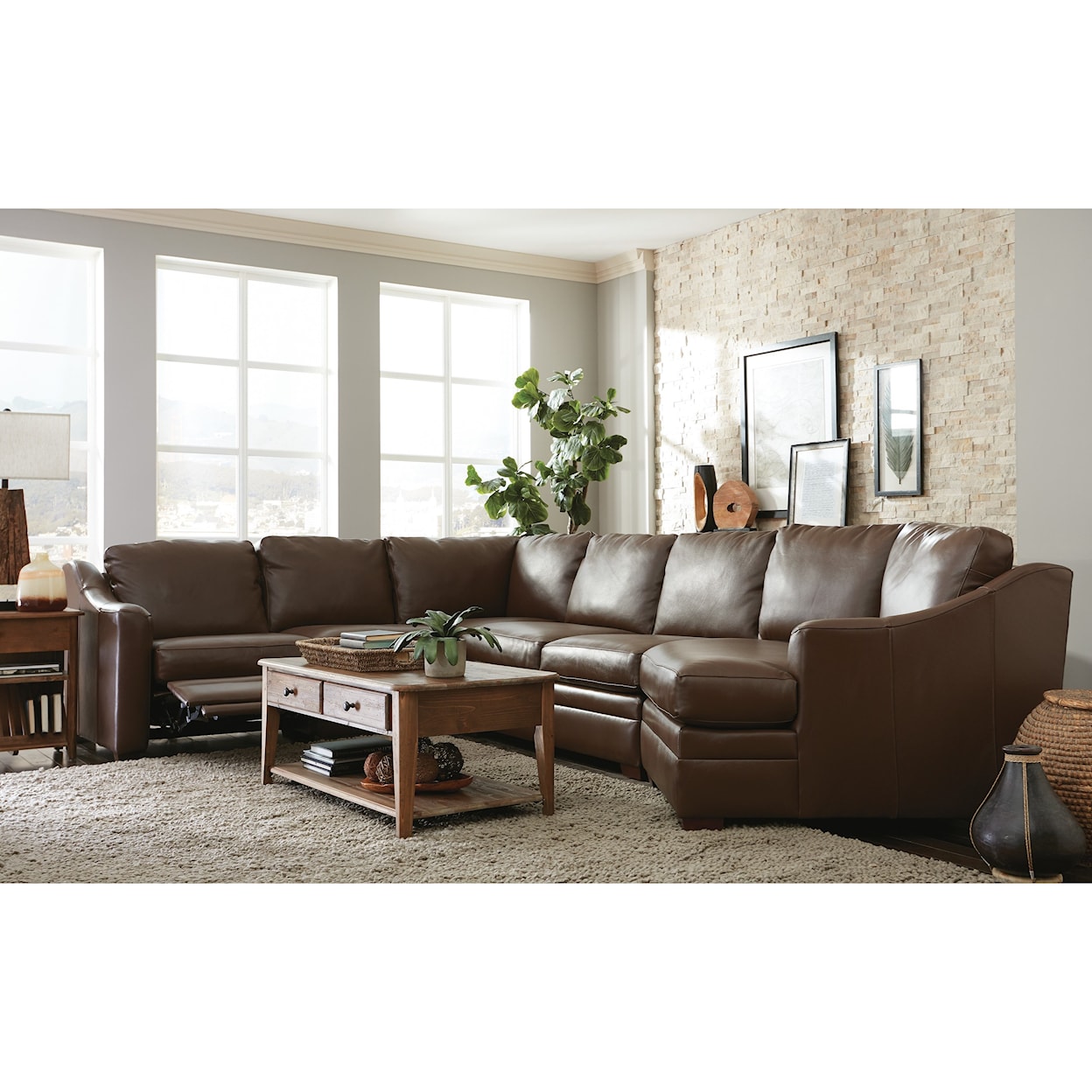 Craftmaster L9 Leather Design Options Custom 3 Pc Sectional Sofa w/ Power Recliner