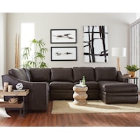 Customizable 3 Piece Leather Sectional Sofa with 1 Power Recliner and RAF Chaise Lounge