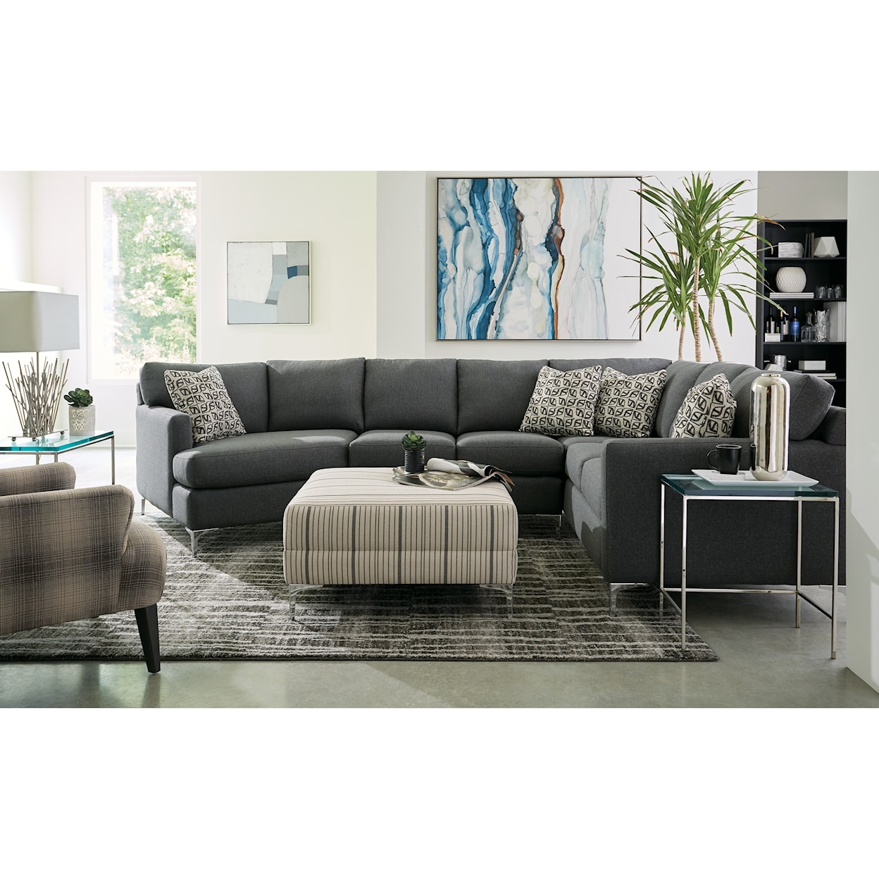 Hickory Craft M9 Custom - Design Options 5-Seat Sectional Sofa w/ LAF Cuddler