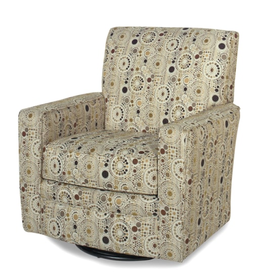 Contemporary Upholstered Swivel Glider with Track Arms