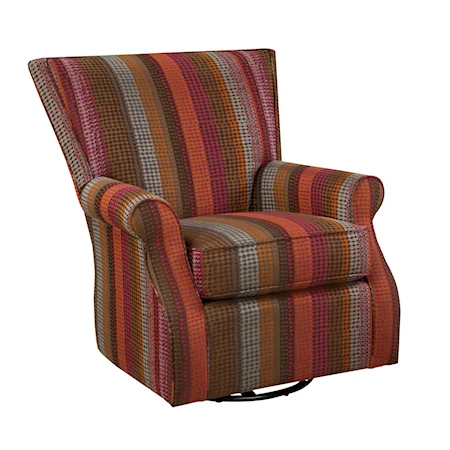 Transitional Swivel Chair with Flared Back