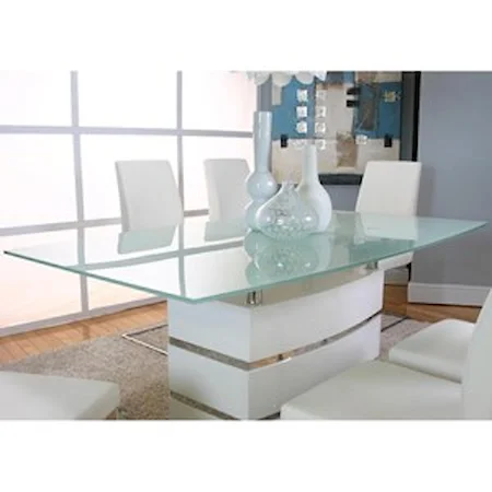Contemporary Dining Table with Glass Top and Chrome Accents