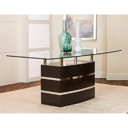 Contemporary Dining Table with Glass Top and Chrome Accents