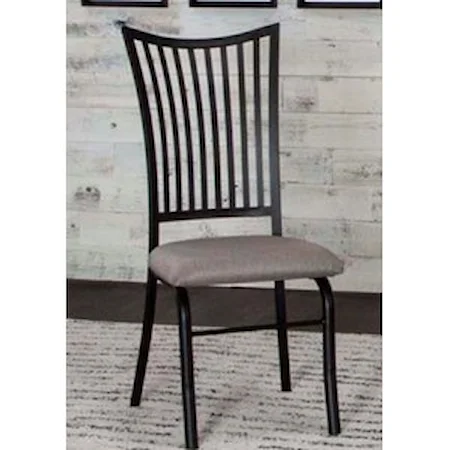 Contemporary Dining Side Chair with Upholstered Seat and Slat Back