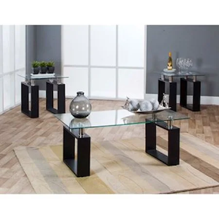 Contemporary Occasional Table 3-Pack with Glass Tops