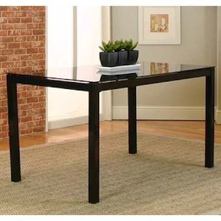 Contemporary Black Metal Table with Black Tempered Glass Top
