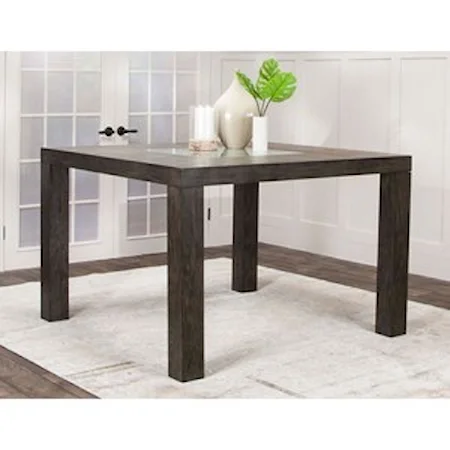 Wooden Square Counter Height Dining Table with Glass insert