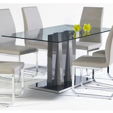 Rectangular Dining Table with Glass Top 