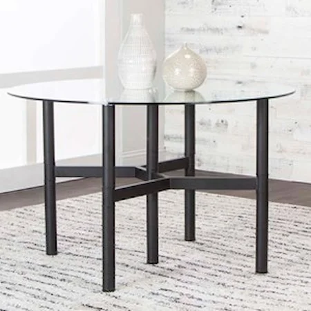 Contemporary Round Table with Glass Top