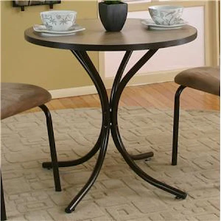 Round Beige Linen Laminate Top Table