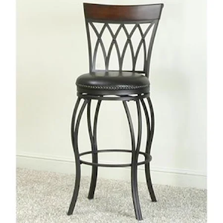 Traditional Swivel Bar Stool with Upholstered Seat