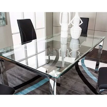 Glass Top Dining Table with Chrome Base