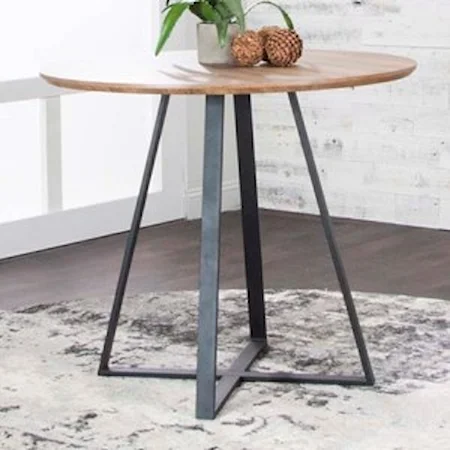 Contemporary Counter Table with Metal Base and Wood-Look Top