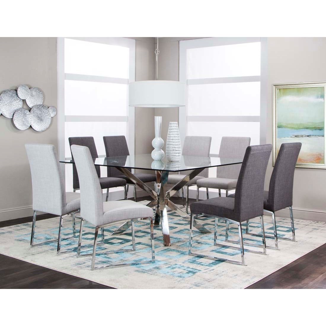 9 piece glass dining online table set