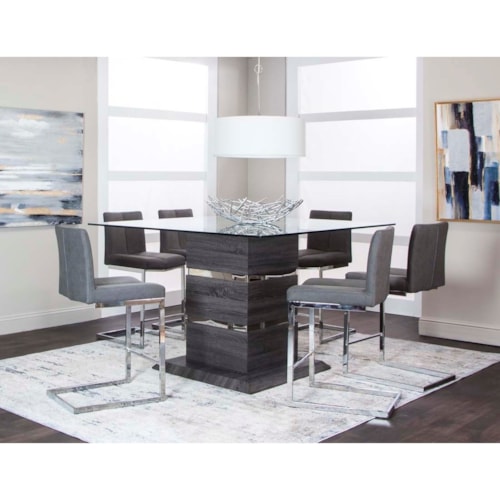 Contemporary 7 Piece Counter Height Pub Dining Set