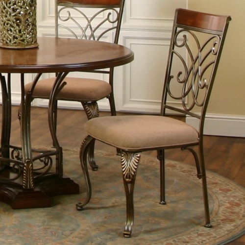 Metal Golden Bronze/Camel Microsuede Side Chair with Wood Top Rail