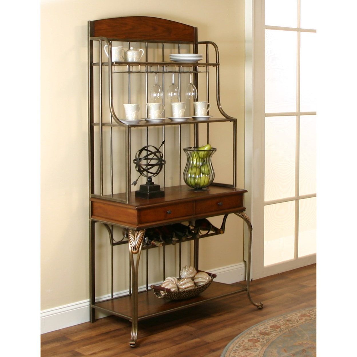 Cramco, Inc Harlow Golden Bronze/Ash Veneer Baker's Rack