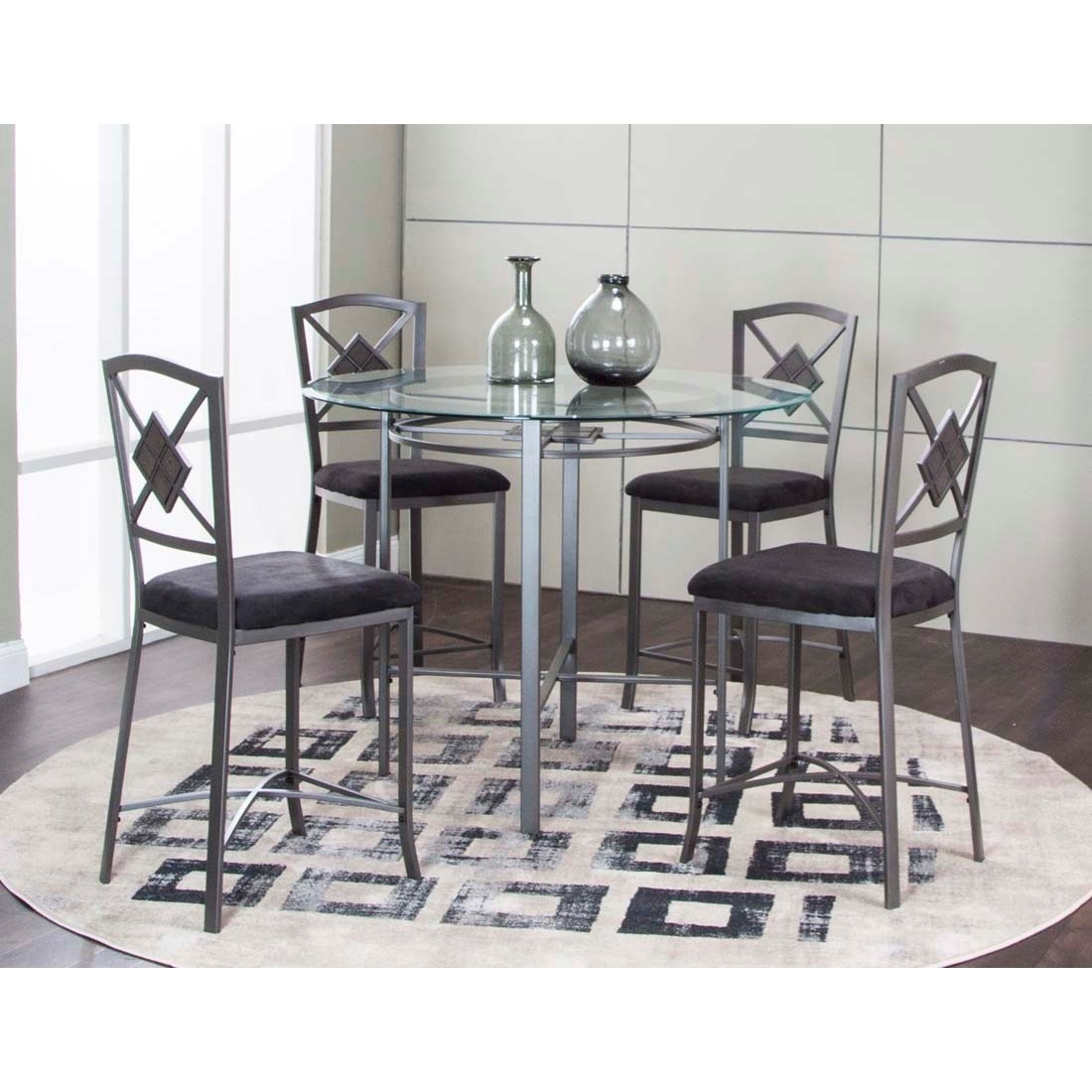 Tall glass best sale table and chairs