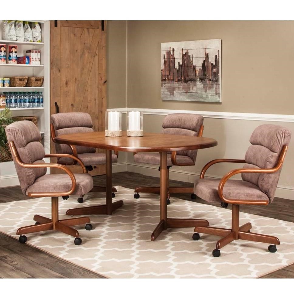 Cramco Inc Lakota D8327 545 5 Piece Dining Set with Laminate Top Table and Caster Arm Chairs Corner Furniture Dining 5 Piece Sets