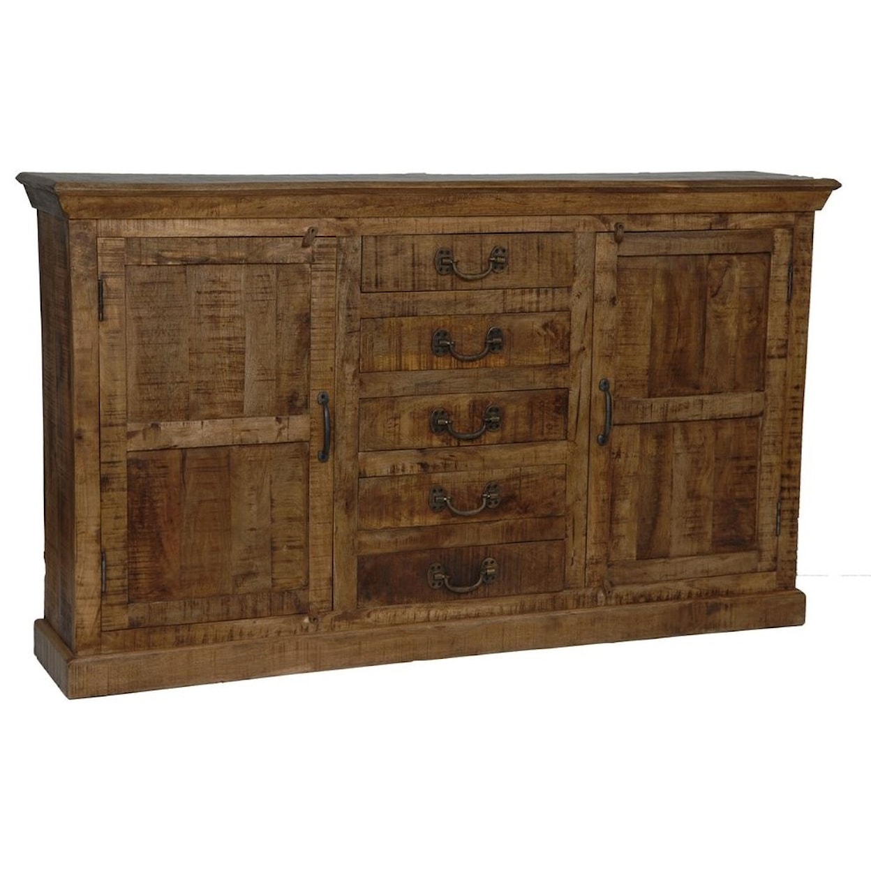 Crestview Collection Accent Furniture Bengal Manor Mango Wood 5 Drawer 2 Door Side