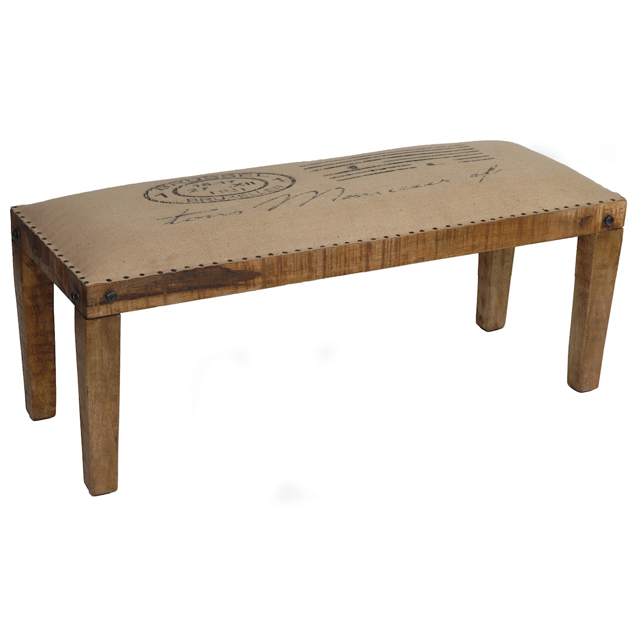 Crestview Collection Accent Furniture Bengal Manor Mango Wood Burlap Bench