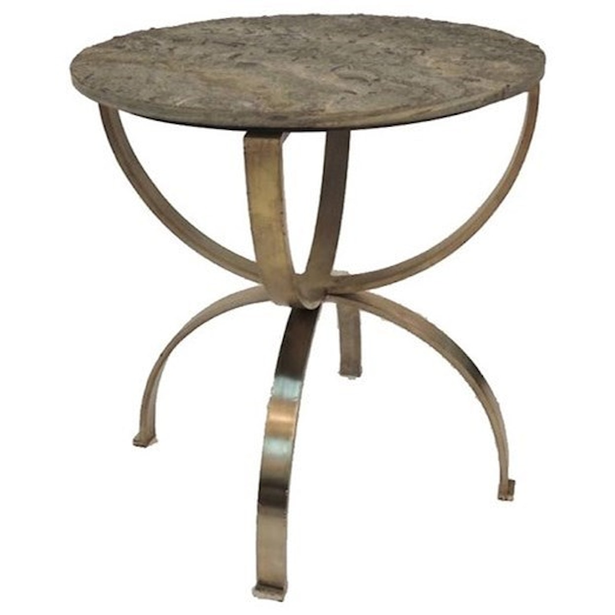 Crestview Collection Accent Furniture Bengal Manor Curved Aged Brass Round Accent
