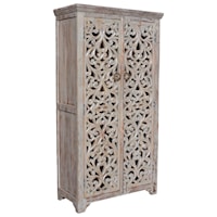 Bengal Manor Mango Wood Hand Carved Open Design 2 Door Tall Cabinet