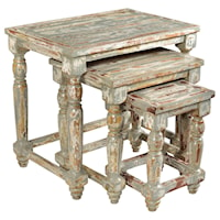 Bengal Manor Mango Wood Distressed Grey Set of Nested Tables